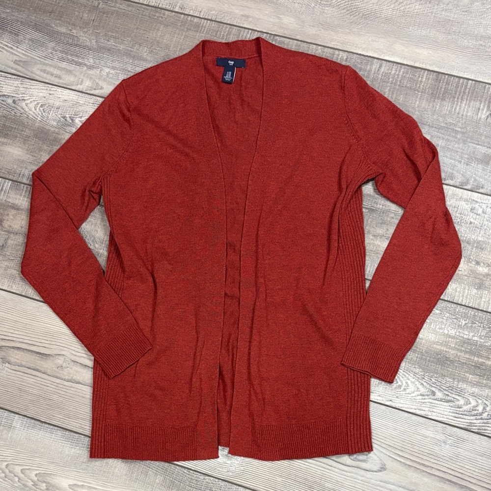 Gap Rust Red Open Front Lightweight Cardigan Euc … - image 1